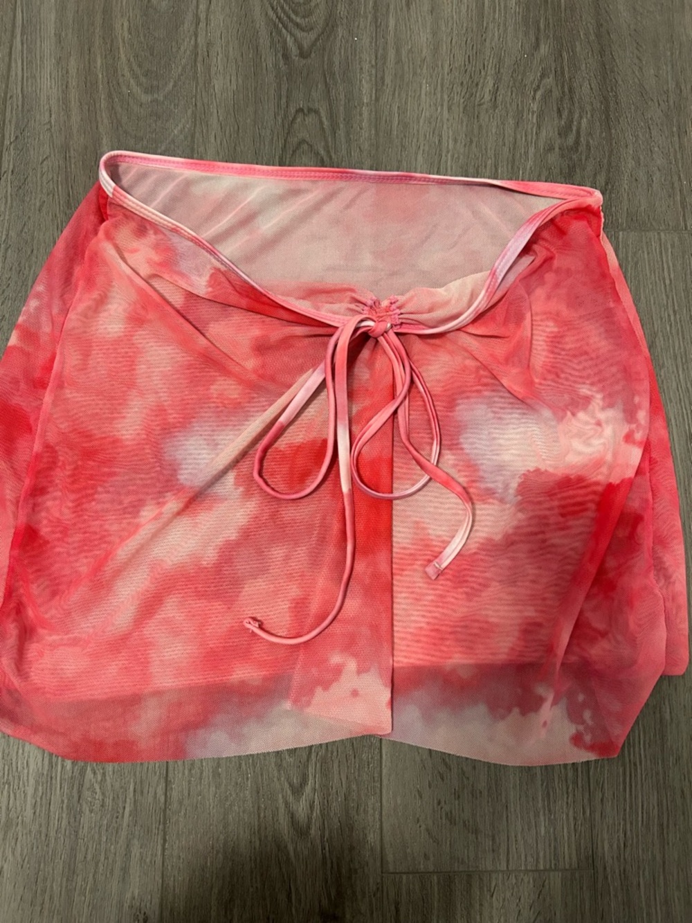 Women’s Coral Tie-Dye Mesh Swim Cover-Up Skirt